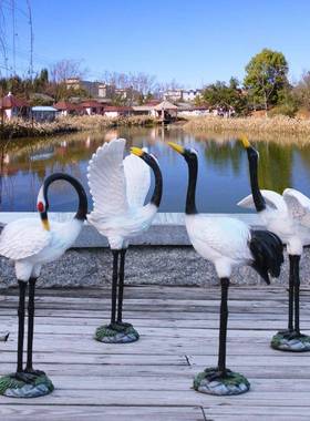 仿真装仙摆件花园动物饰户外假山水池玻璃钢丹顶园J-G8237鹤林景