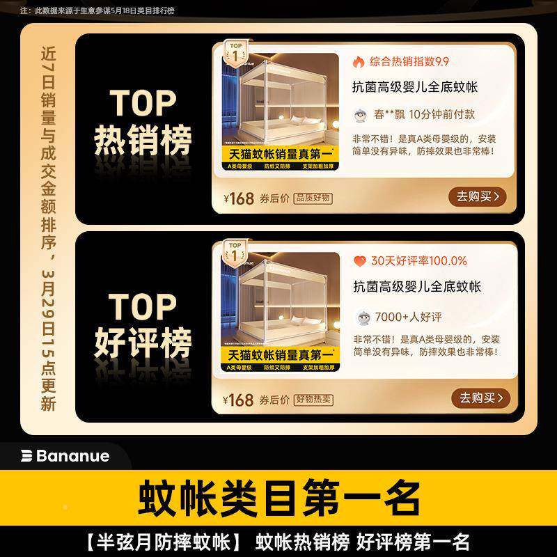 防摔蚊帐20FS7366815新款蒙古包家2掉卧室用免安装儿童婴儿防止床