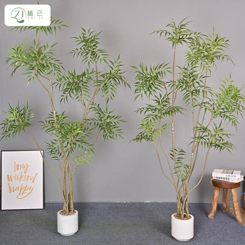 仿真十大功劳假植室物内家天居装饰落地盆栽绿窗植橱zj565132竹叶