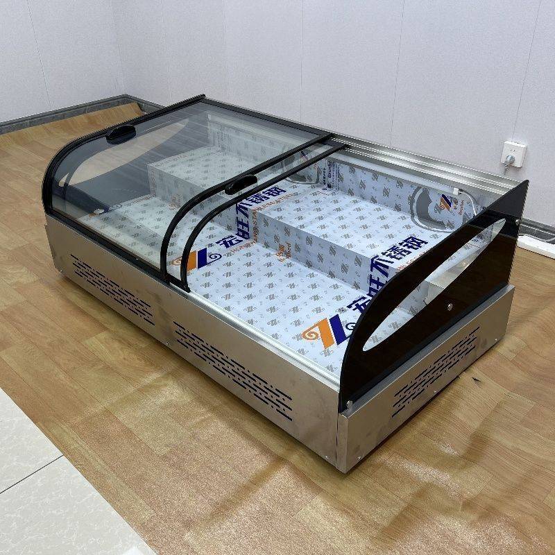 台式小型摆摊冷藏展示柜移动三轮车冷柜凉菜炸串烧烤商用阶梯卤菜