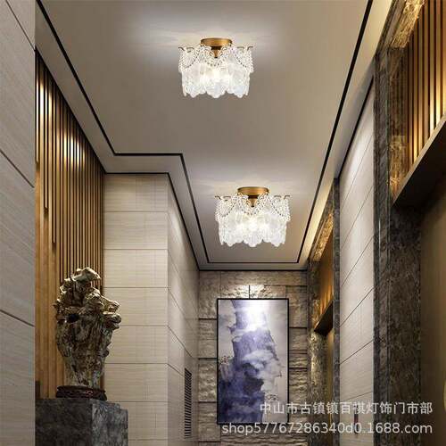 法式奢过道灯吸顶灯现代简约关灯轻阳台个性走廊衣帽89275间吊玄