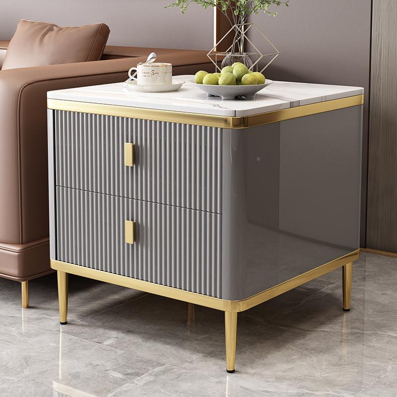 沙发边柜大方柜边客厅侧边425柜几轻奢简烤漆岩约板实木屉方抽几