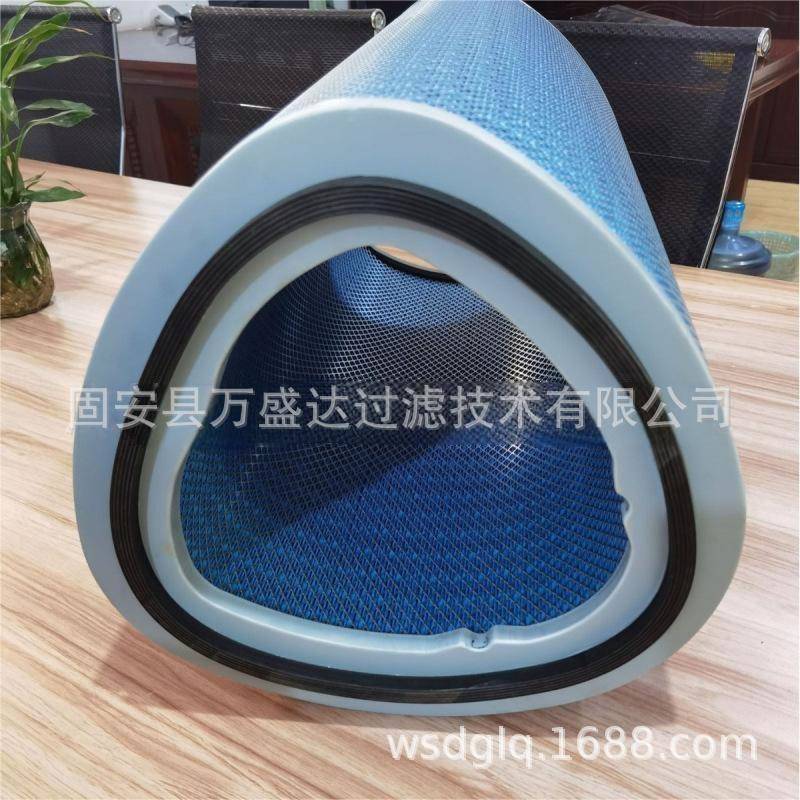 温P034303蓝色纳阻燃三角米形空气滤筒耐高木浆纤除尘CTM维滤芯