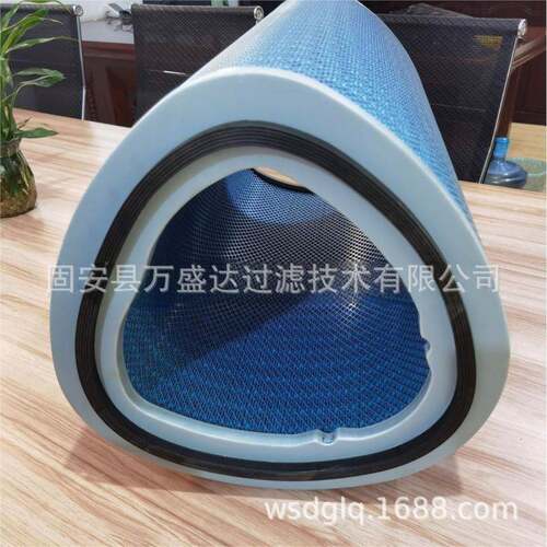 温P034303蓝色纳阻燃三角米形空气滤筒耐高木浆纤除尘CTM维滤芯