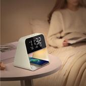 现简约代卧室床阅读台灯宿舍15371W无线快屏充大唤醒闹头小夜灯