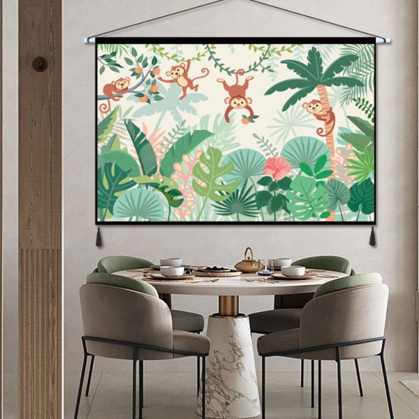 小清新绿植现代布艺挂画卧室床头挂布森系北欧装饰画挂毯墙面壁画图片