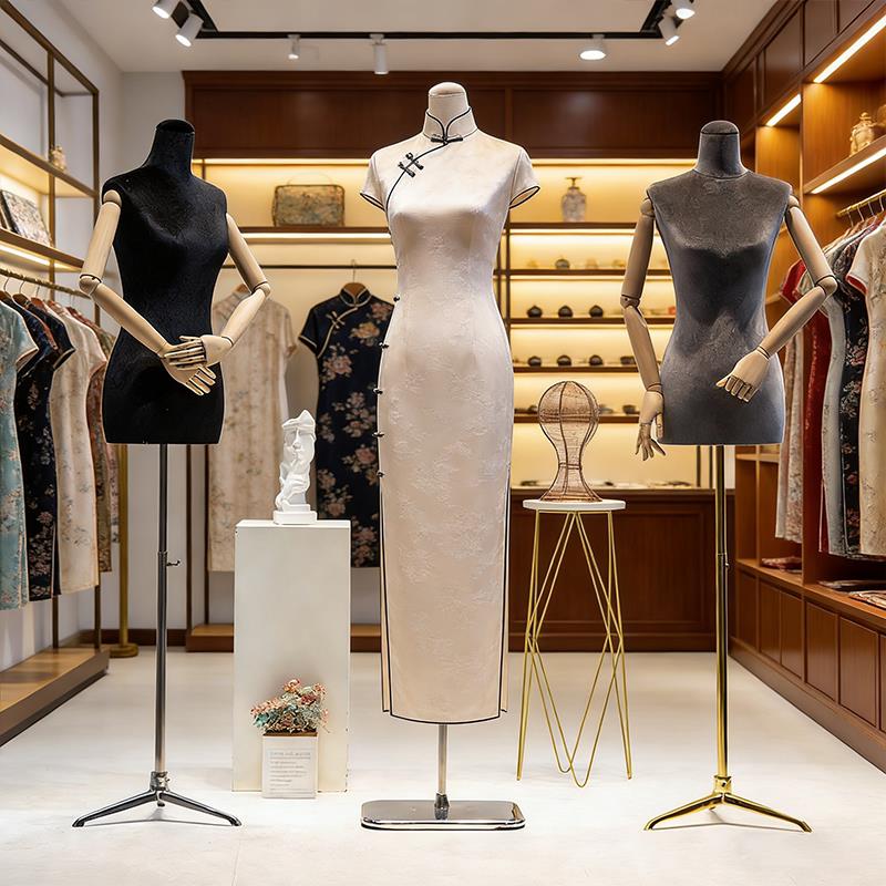 婚纱店旗袍秀禾礼服专用展示架子模特道具女半身人体女装衣服假人