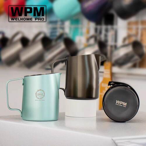 WPM惠家拉花缸450ml咖啡拉花杯奶泡杯不锈钢斜口尖嘴圆嘴