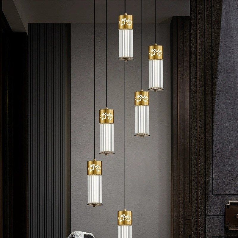 新中式吊灯全铜高端客厅灯大气灯罩朝下别墅6头餐厅饭厅吸顶吊灯