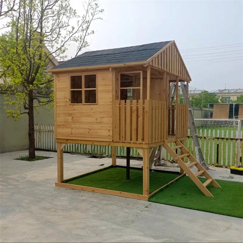 庭院小木屋户外儿童游戏组装树屋防腐木移动花园凉亭幼儿园木房子