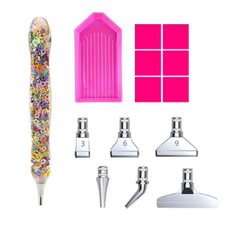 新款钻石画树脂点钻笔 套装不锈钢金属粘钻替换笔头花纹加粗笔杆