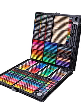 258pc儿童礼品水彩笔套装小学生美术画笔油画棒蜡笔套装 绘画套装