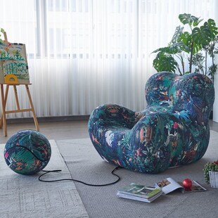 妈怀抱布艺休闲单人沙发椅意式极简设计师网红阳台懒人躺椅子