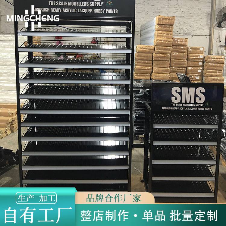 美甲店指甲油胶展示架定制睫毛膏落地展柜多层带灯甲片贴中岛货架