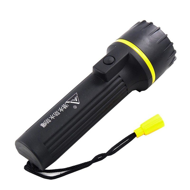 山峰LED强光防水防摔防爆手电筒装2节一号电池照明家用老式干电池