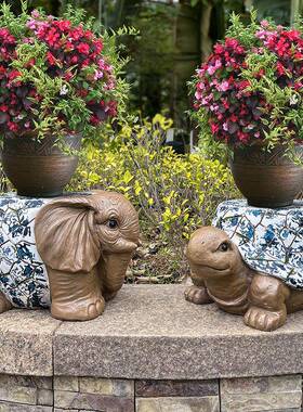 户外园落塑地动物盆雕凳ZUX子花摆件青花瓷花墩小花装饰品底座