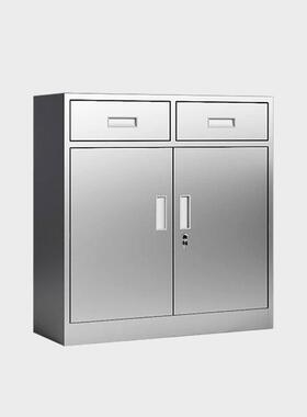04不锈钢矮文件柜资料储3物收纳柜室外车库工具VLX抽柜屉带锁床头