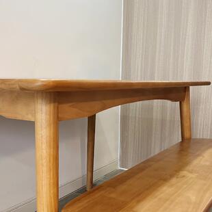 式实木白胚大板长桌桃木橡直拼樱餐桌简约ZTB原木风定日制木桌子