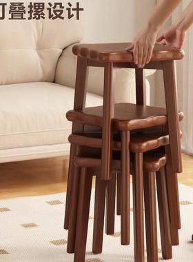 实木凳子家用可叠放客人备用凳桌化妆梳妆式凳结中实耐用UVU餐新