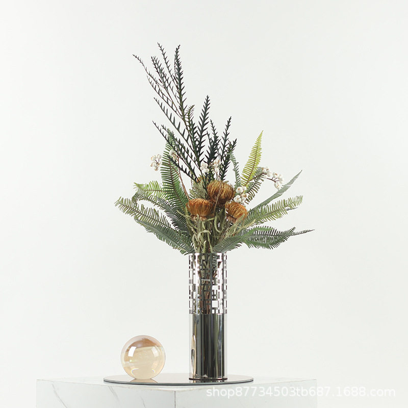 现代轻奢餐桌设计师仿真花套装
