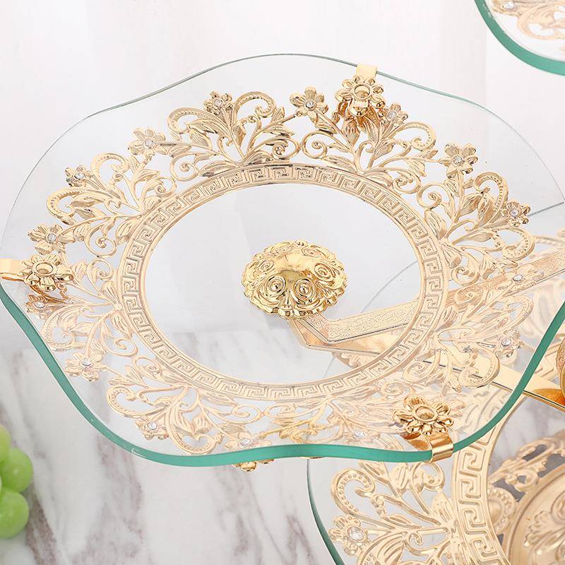 2025客新轻款931奢风创欧意家用厅酒店茶几水晶果盘多层式水果盘