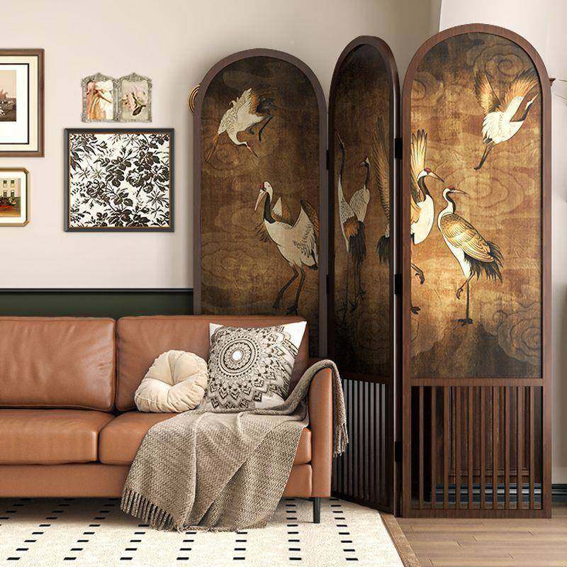 AEF入户可移动法玄式屏风复古美式家用实断折隔叠移动关客木厅新