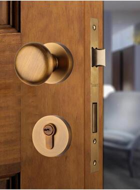 法法式室室锁具式卧卧室房门球形ZKU门内把手磁吸静音家用分体锁