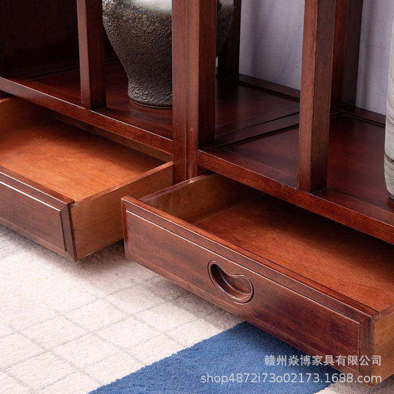 印DBT尼花梨新中式博古架柜升级款菠实萝格置物架书架金隔断展书