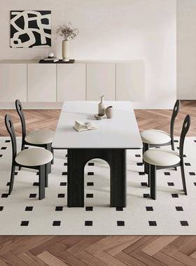 中古风木餐桌板椅2025新款岩美式黑色白蜡木GWM日奶式复实古油系