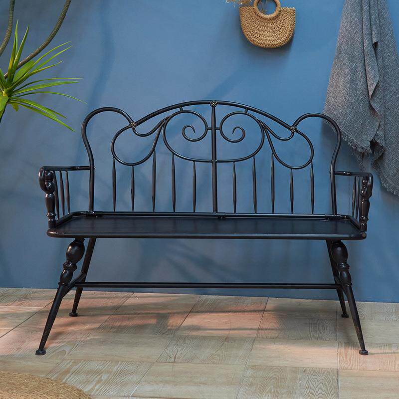 约法式创意FND古铁艺复白色靠K背椅简休闲排椅轻奢双人椅D