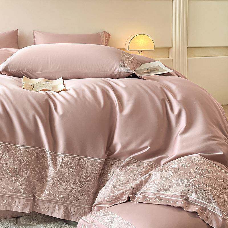 2025全60式支长绒棉四件棉套新中重工刺绣JFB纯棉色纯床单被套