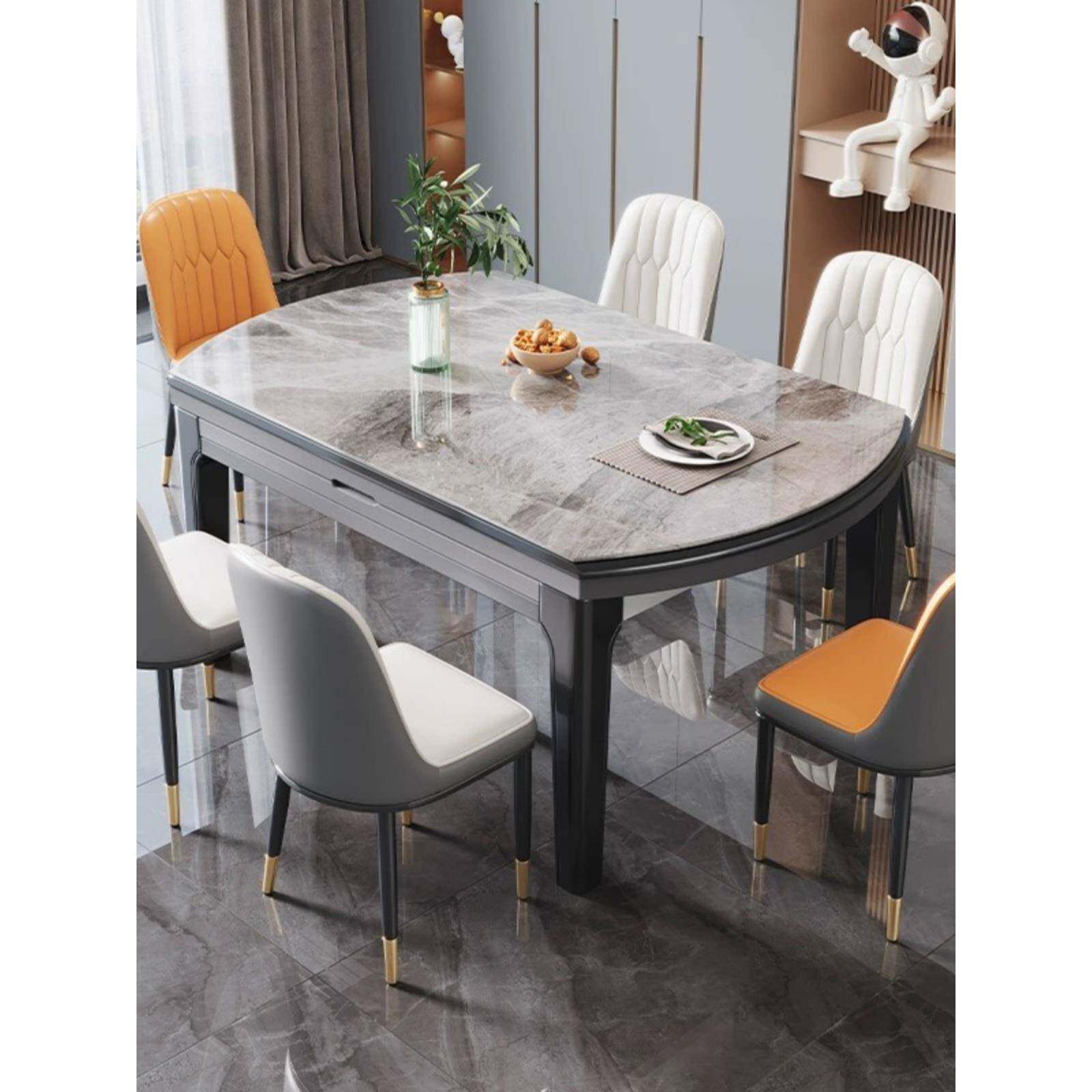 ft岩板型餐椅桌组合小户家用吃桌子饭椅子大理石实木F77MH8SM餐桌