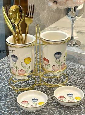 新陶居轻奢筷筒沥水IQV置子物架台面用子筷收纳盒厨房家高颜值筷