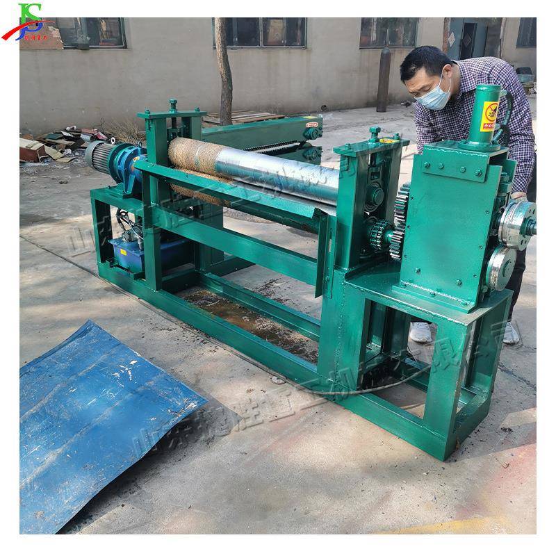 3KW三合一油油桶切割机卧式废js003旧桶厂拆解机油桶拆解辊轴压平