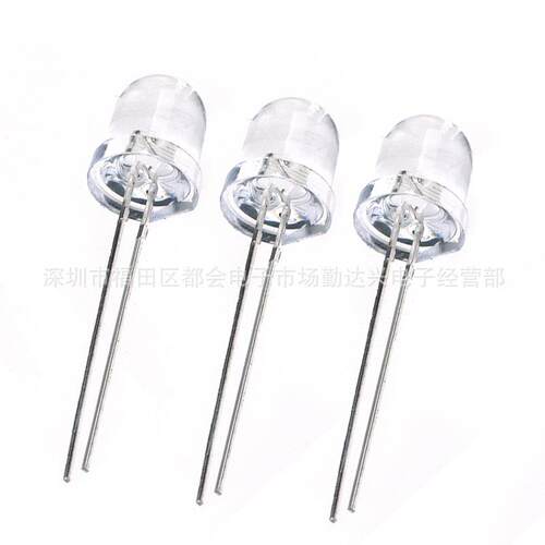 8mm透明5极白灯f8804白红暖白黄蓝翠绿UV39n发m插件led灯珠发光二