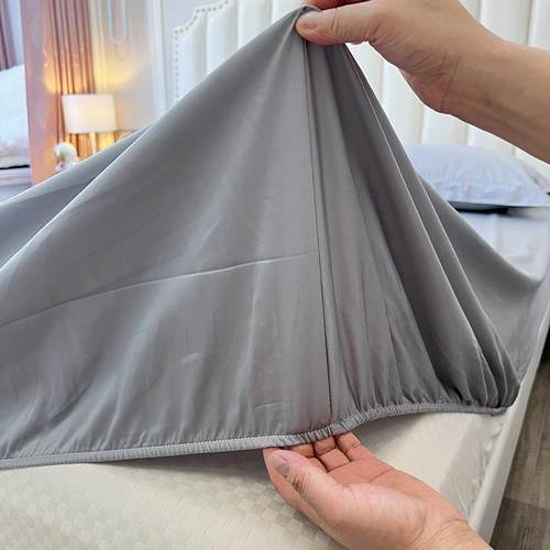 A类100床笠长绒棉纯色棉防滑床单床垫护套床保罩三套aKHS件支ω