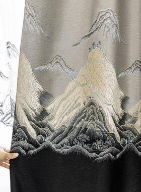 遮光厅窗帘中式2025室新田款客山水风景画卧中国风RZP纱帘园风飘