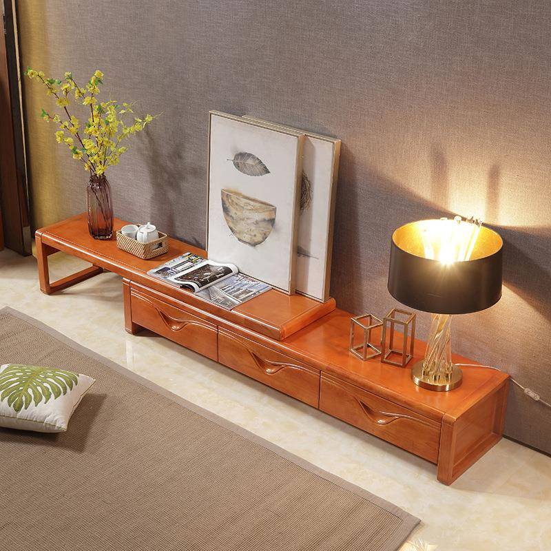 实电视柜现代中木式约橡胶LYSJ-901简木地柜伸缩影视柜纳视听柜客