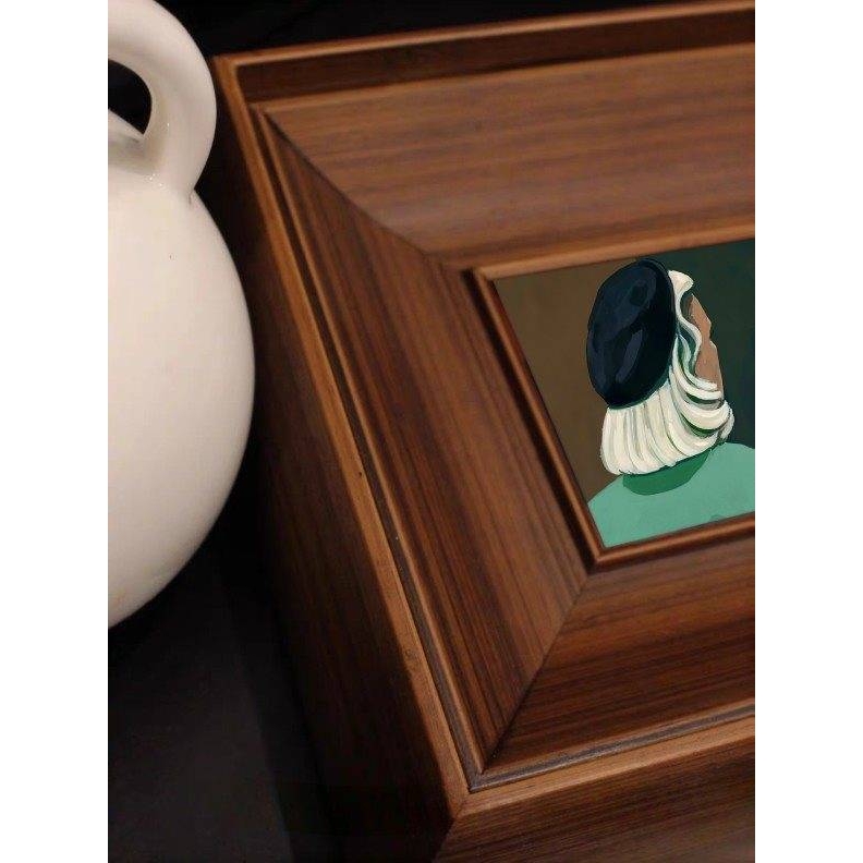 小众复古装饰画背影人物中古小框组合画客厅沙发背景厚重实木万百图片