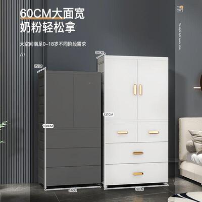 特大塑料双开门儿童衣婴儿宝宝小衣橱挂柜衣室柜用卧WFF简约收纳