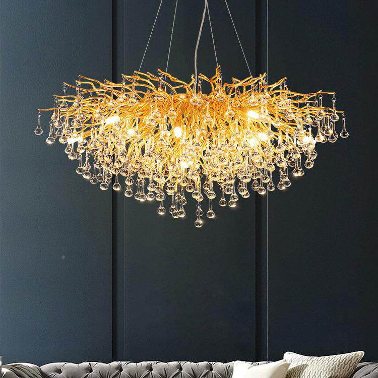 树枝长条主餐254厅灯厅法式简约水晶灯轻具枝形吊吊灯客灯灯跨境