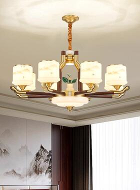 新中式客灯全铜实木吊中山灯中国风灯别墅复古餐厅QAW卧室大厅饰