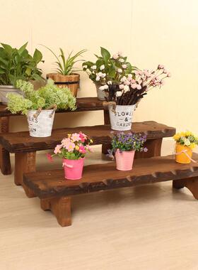 台花架实阳木多肉台阶阶质梯盆花栽花盆架绿萝几OAN防腐木花架子
