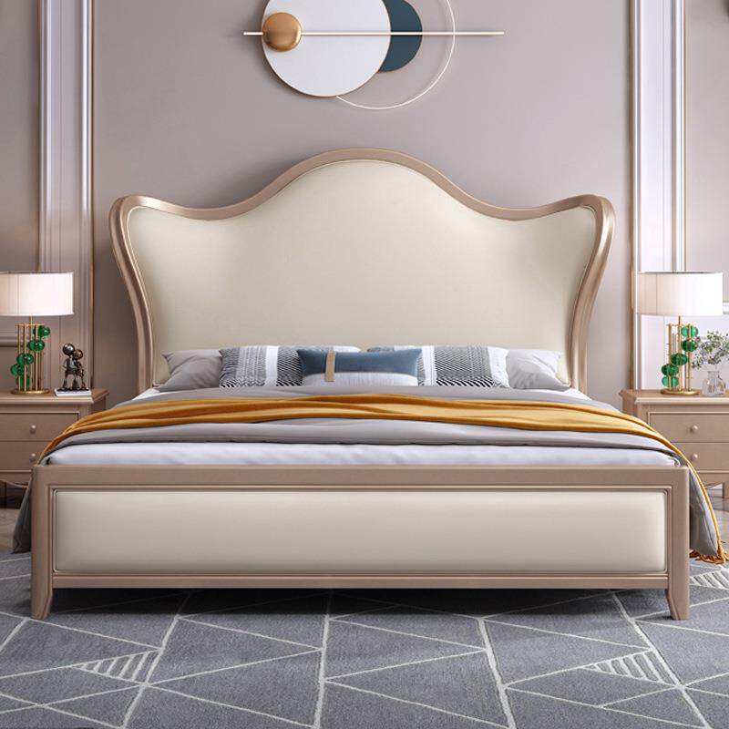 美式9018实木床现代简约双油人奶1.51.8主卧全米实木风高箱储物公