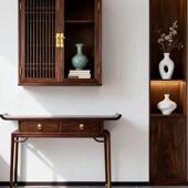 新窄中式 简约北美985黑胡桃木桌实木关台小户玄型客厅边家用入户