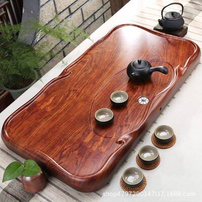 新款木茶盘家用简实约小B087号长水方形中式大排仿黑檀原木茶台茶