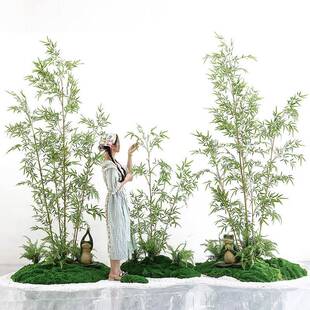 式仿真竹子绿造景组中合ICF景植观室内假植物玄关风橱窗装饰
