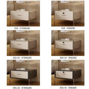 亚克风力BNN床头柜实现代简奶约多功能带锁油高颜值儿童房边柜木