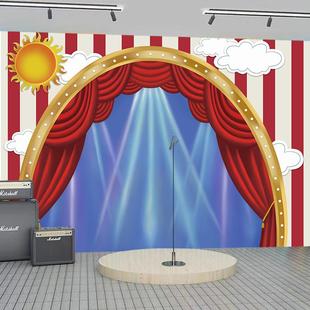 幼园环创班角色扮演才级x艺比赛儿闪亮舞台小背景区角装饰场景挂