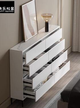 超薄斗柜20m宽床卧室收纳2屉5公分实c木FMD岩尾板白色抽柜30卧极